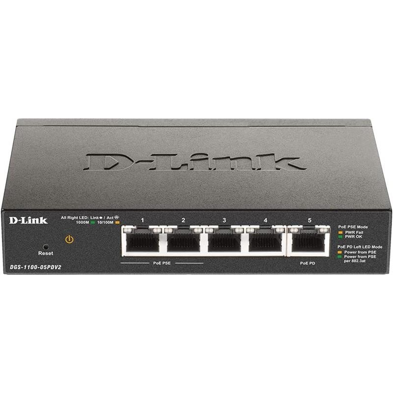 Switch D-Link Gigabit 5 Puertos DGS-1100-05PDV2 2 PoE