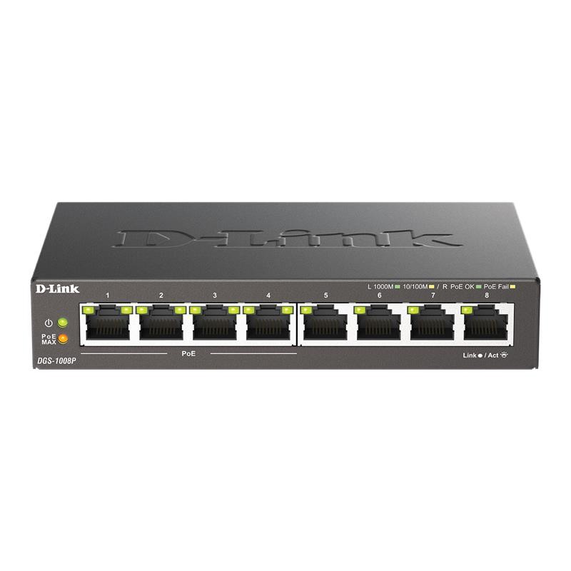 Switch D-Link Gigabit 8 Puertos DGS-1008P/e (4XPOE)