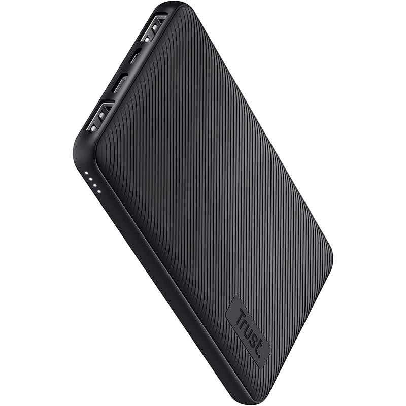 Powerbank Trust Primo Slim 10000MAH 2A USB + USB-C + Micro-usb Eco Black