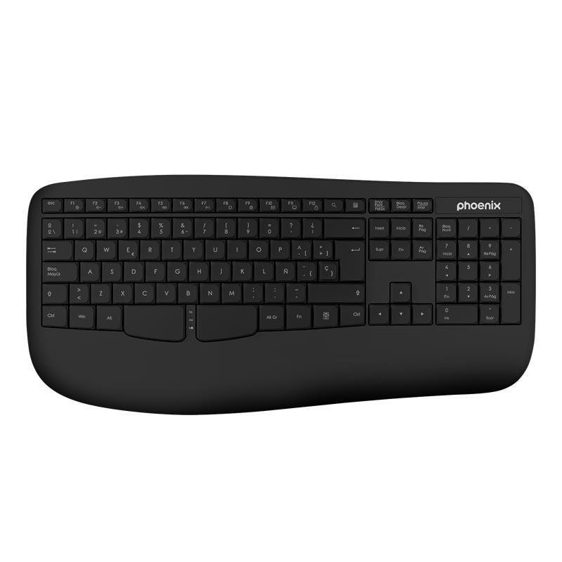 Teclado Phoenix K201 Ergonómico Wireless Black