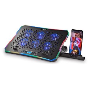 Soporte + Ventilador Notebook NGS Herostand RGB Black + Soporte Smartphone