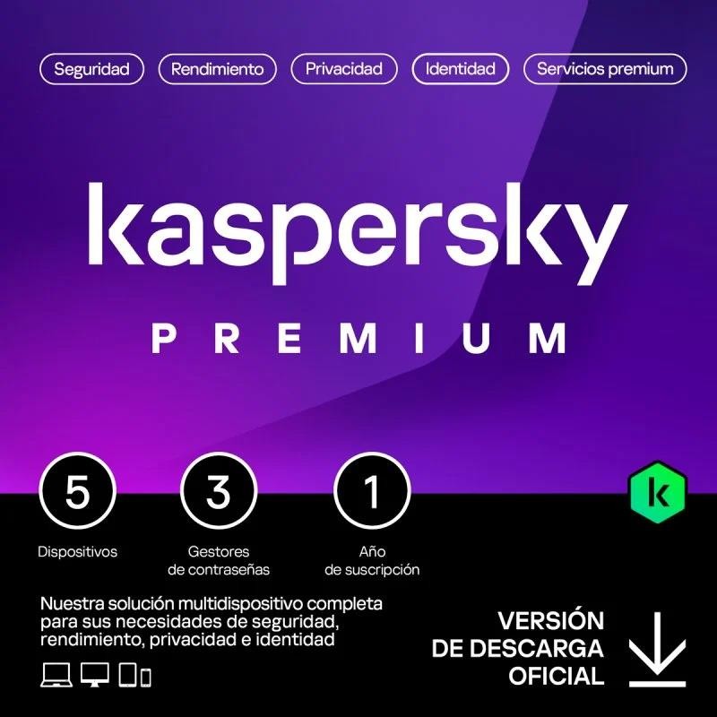 Antivirus Kaspersky Premium 1YEAR 5L PC/Mac/Android/iOS L.electronica