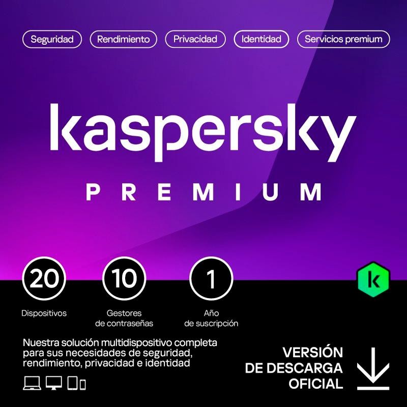 Antivirus Kaspersky Premium 1YEAR 20L PC/Mac/Android/iOS L.electronica Antivirus Kaspersky Premium 1YEAR 20L PC/Mac/Android/iOS L.electronica
