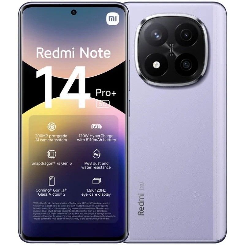Smartphone Xiaomi Redmi Note 14 Pro+ 6.67 12GB/512GB/200MP/NFC/5G Lavander Purple