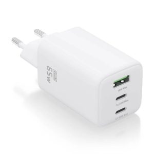 Cargador de Pared Aisens Gan 2XUSB-C/Usb-a 65W White