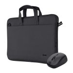 Maletin Trust Bologna 16 Black + Ratón Wireless Silent Black