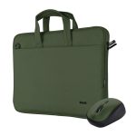 Maletin Trust Bologna 16 Green + Ratón Wireless Silent Green