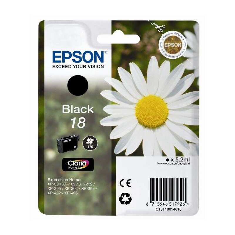 Tinta Epson C13T18014012 T1801 Black 18