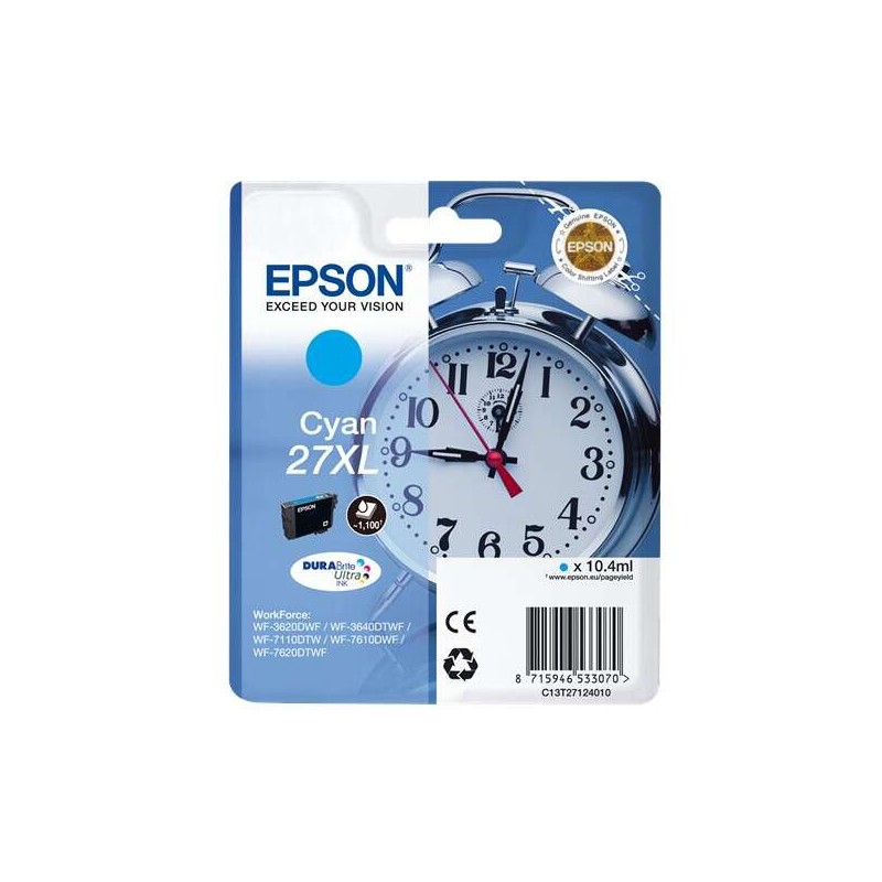 Tinta Epson C13T27124012 Cyan T2712 27XL Durabrite Ultra