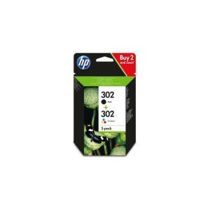 Tinta HP Pack Nº 302 Black + Tricolor F6U66AE + F6U65AE