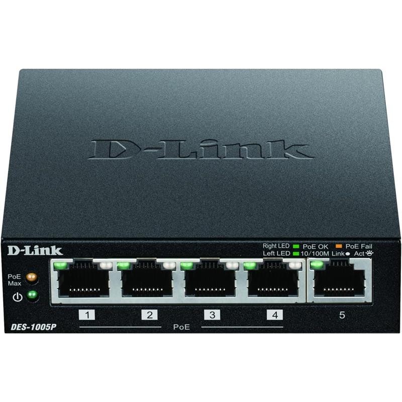Switch D-Link Gigabit 5 Puertos DGS-1005P/e PoE