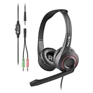 Auriculares + Micrófono NGS MSX10PRO Jack 3.5MM Black + Adaptador Doble Jack