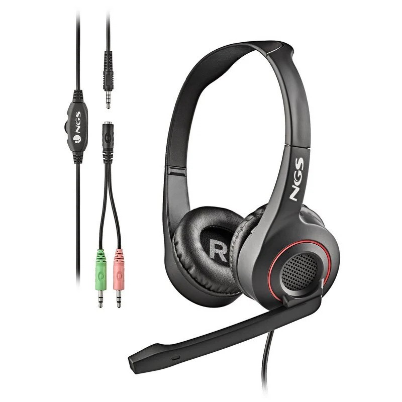 Auriculares + Micrófono NGS MSX10PRO Jack 3.5MM Black + Adaptador Doble Jack
