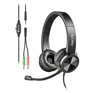 Auriculares + Micrófono NGS MSX11PRO Jack 3.5MM Black + Adaptador Doble Jack