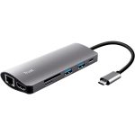 Hub Trust Dalyx USB-C 7 en 1 HDMI USB-C USB Micro SD RJ45 Silver