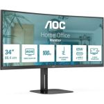 Monitor Profesional AOC 34 WQHD 180HZ Ultrapanoramico Curvo Ergonómico Multimedia USB-C HDMI DisplayPort Black