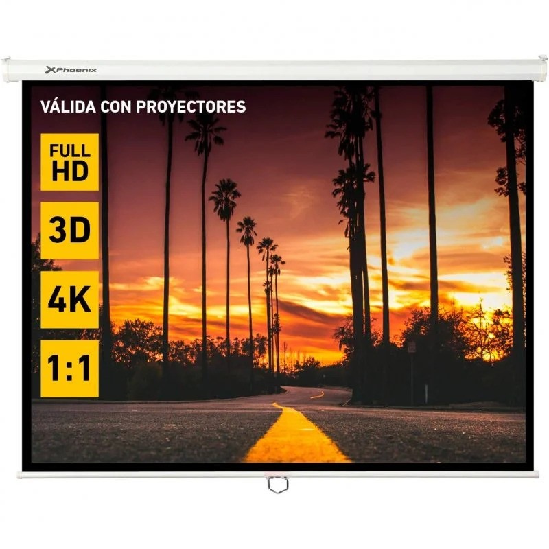 Pantalla Proyección Phoenix Pared y Techo Manual 112 200X200