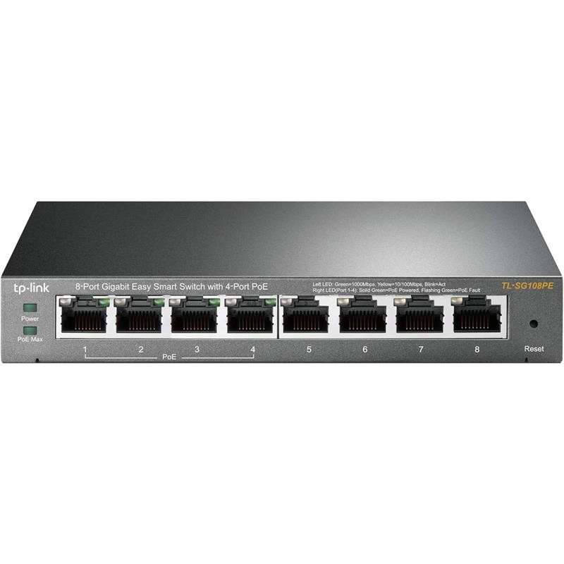 Switch TP-Link Gigabit 8 Puertos TL-SG108PE Easy Smart Gestionable 4 PoE Switch TP-Link Gigabit 8 Puertos TL-SG108PE Easy Smart Gestionable 4 PoE