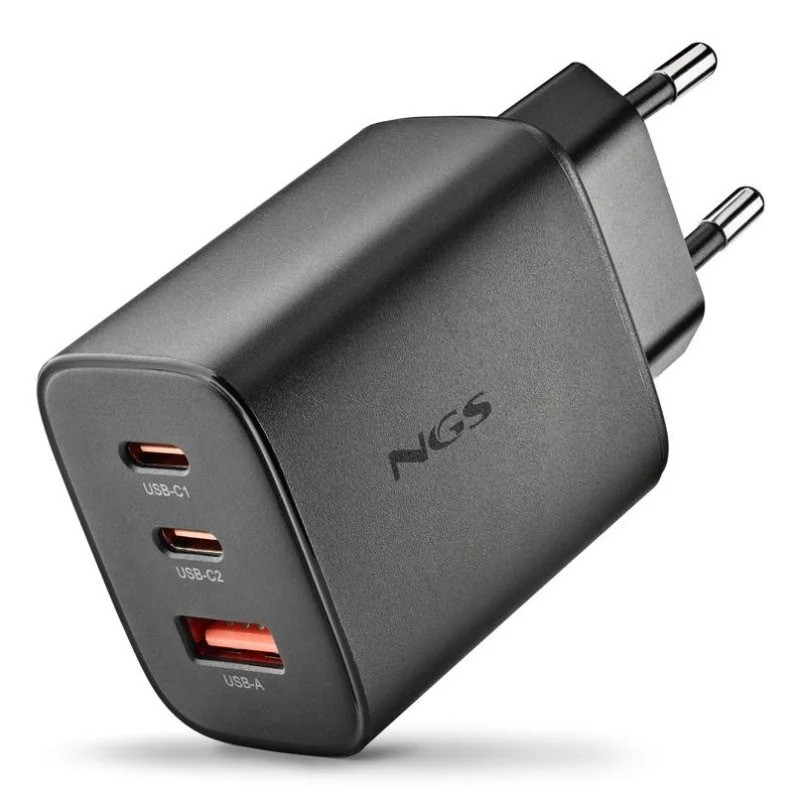 Cargador de Pared NGS Era Gan 2XUSB-C/Usb-a 65W Black
