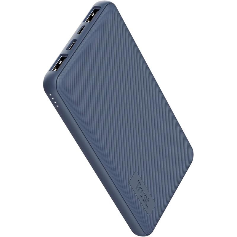 Powerbank Trust Primo Slim 10000MAH X2 Usb-a + USB-C + Micro-usb Eco Blue