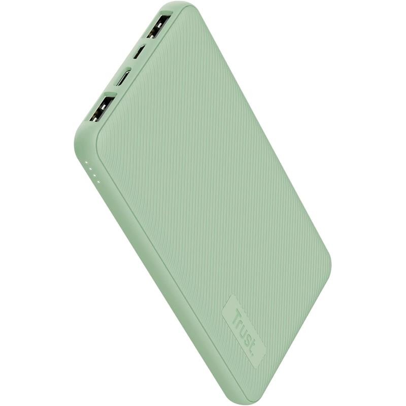 Powerbank Trust Primo Slim 10000MAH X2 Usb-a + USB-C + Micro-usb Eco Green