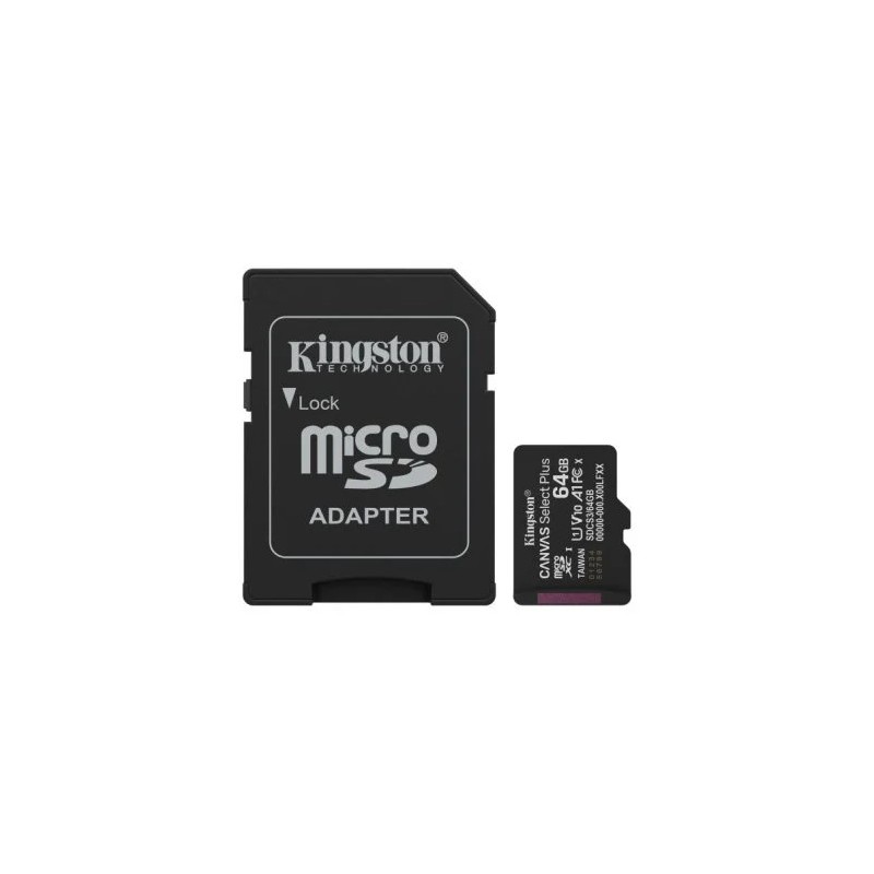 Memoria Micro SD 64GB Kingston XC C10 100MB/S + Adaptador SD Memoria Micro SD 64GB Kingston XC C10 100MB/S + Adaptador SD