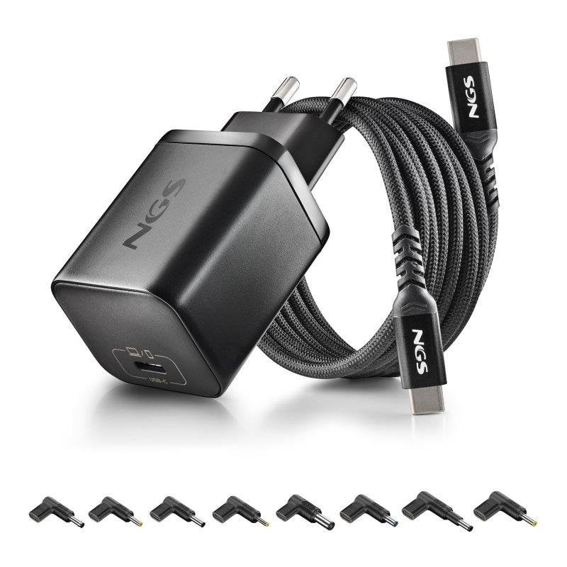 Cargador de Portátil HP NGS Bud Gan USB-C 65W 8 Conectores + Cable 1.5M USB-C Black