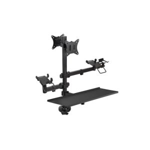 Soporte de Mesa TooQ Monitor + Impresora + Terminal + Bandeja Teclado 17-32 2 Brazos Black