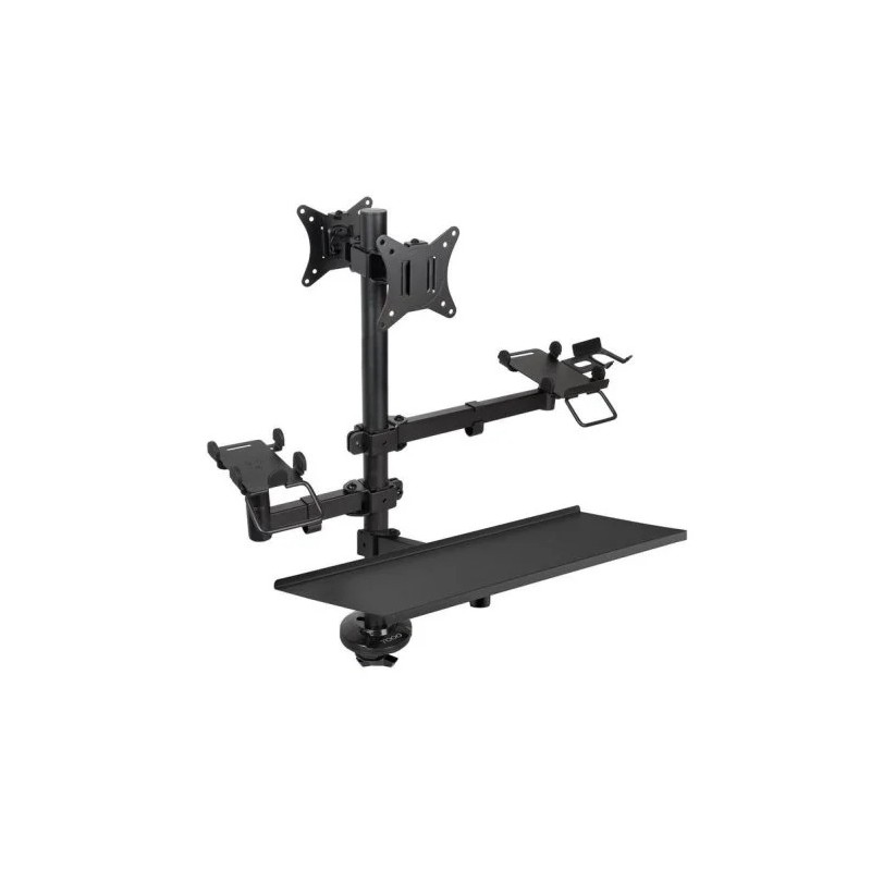 Soporte de Mesa TooQ Monitor + Impresora + Terminal + Bandeja Teclado 17-32 2 Brazos Black Soporte de Mesa TooQ Monitor + Impresora + Terminal + Bandeja Teclado 17-32 2 Brazos Black