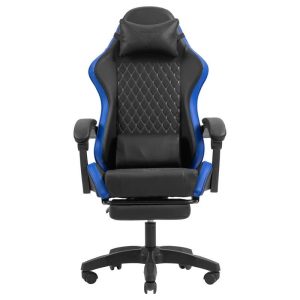 Silla Gaming Mars Gaming Mgc-x Ergonómico Reposapies Cuero Pu Blue/Black