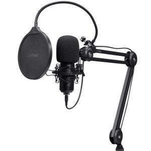 Micrófono Trust Gxt 270 Emita Ii+ USB Filtro Streaming Brazo Ajustable Black