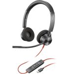 Auricular + Micrófono Poly Blackwire 3320 Biaural USB-C + Adaptador Usb-a