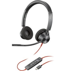 Auricular + Micrófono Poly Blackwire 3320 Biaural USB-C + Adaptador Usb-a