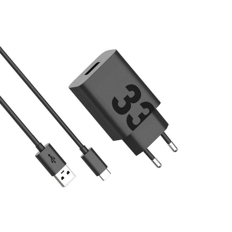 Cargador de Pared Motorola Turbopower Quick Charge 3.0 USB-C 33W 11V/3A Black + Cable USB-C 1M