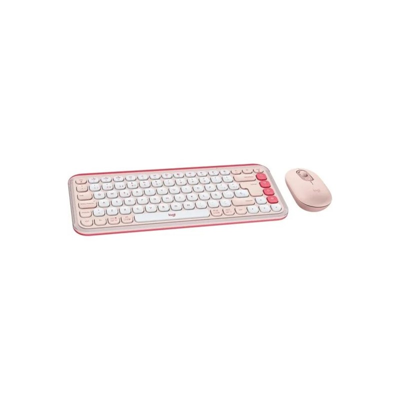 Teclado + Ratón Logitech Pop Icon Wireless Rose/White