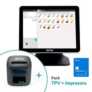Pack TPV AVPOS K5000 15 Tactil Intel N100/8GB/SSD128G/W11P + TC15 USB