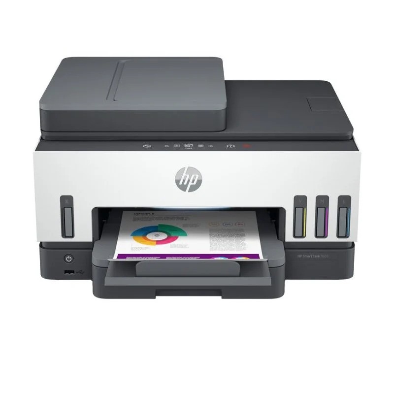 Impresora HP Smart Tank Multifunción 7605 Color WiFi Duplex White/Grey