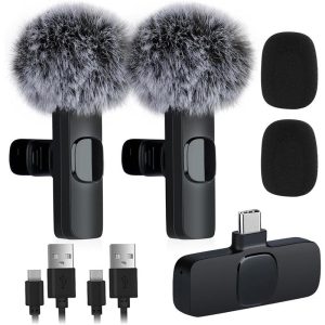 Micrófono Receptor Oneway USB C Lavalier 2 Microfonos Pinza Wireless