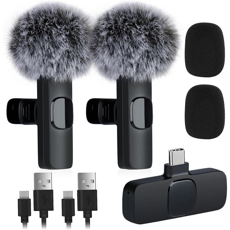 Micrófono Receptor Oneway USB C Lavalier 2 Microfonos Pinza Wireless
