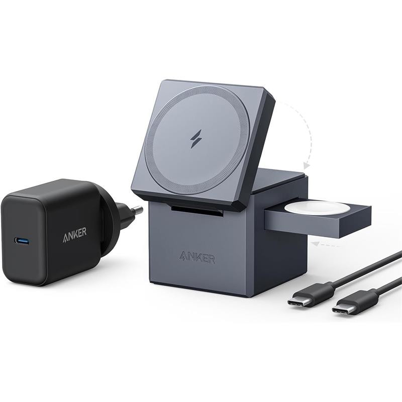 Cargador Anker Cubo 3 en 1 Magsafe Auriculares+smartphone+reloj 30W USB-C Cargador Anker Cubo 3 en 1 Magsafe Auriculares+smartphone+reloj 30W USB-C