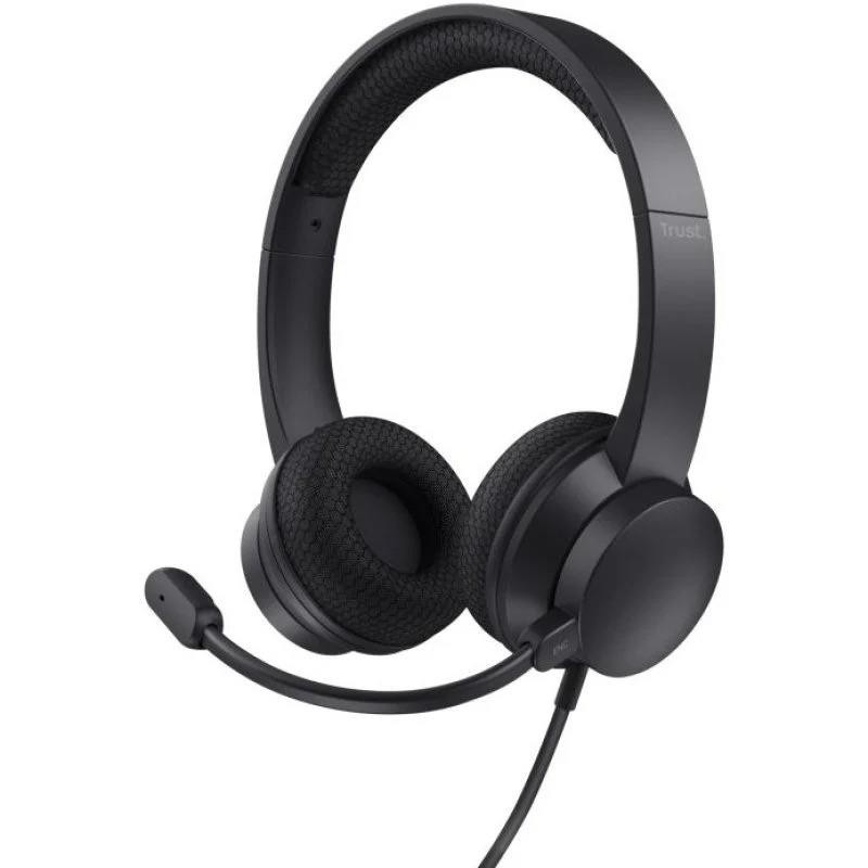 Auriculares + Micrófono Trust HS-260 Headset Enc Usb-a/USB-C Black