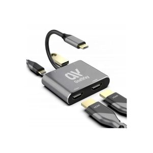 Dock Hub Oneway USB-C 5 en 1 X2HDMI/USB 3.0/USB-C PD Silver