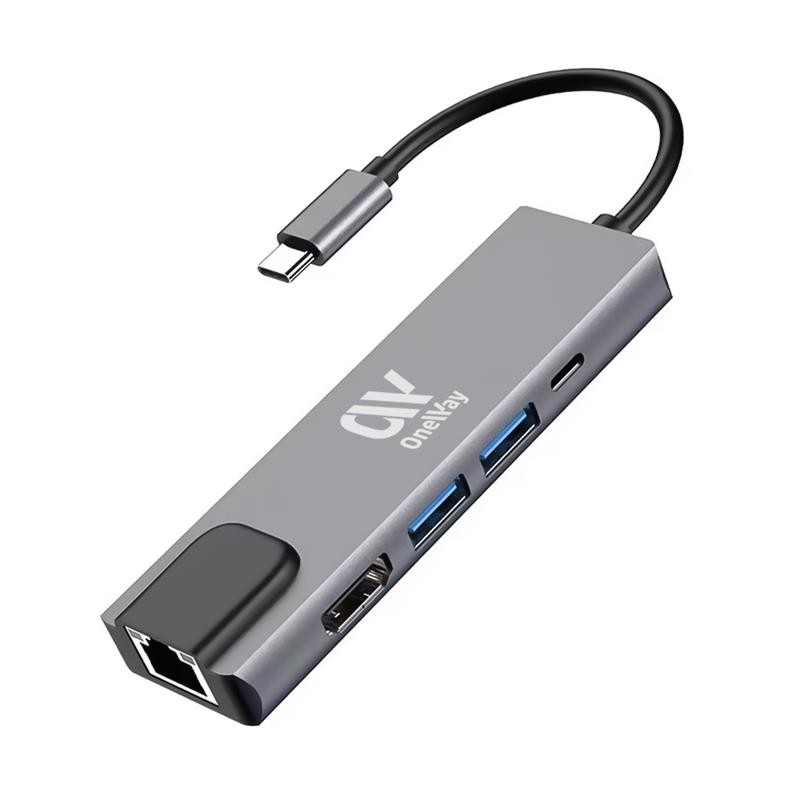 Dock Hub Oneway USB-C 5 en 1 HDMI/RJ45/USB 3.0/USB-C PD Silver Dock Hub Oneway USB-C 5 en 1 HDMI/RJ45/USB 3.0/USB-C PD Silver
