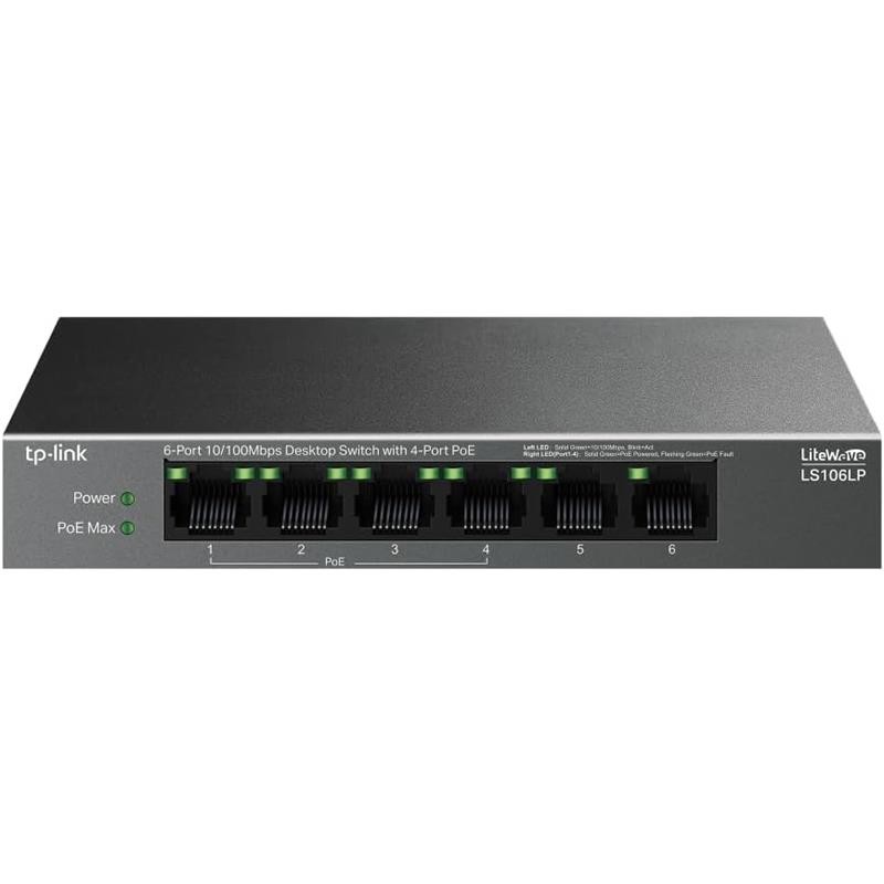 Switch TP-Link Ethernet 6 Puertos Poe+ LS106LP