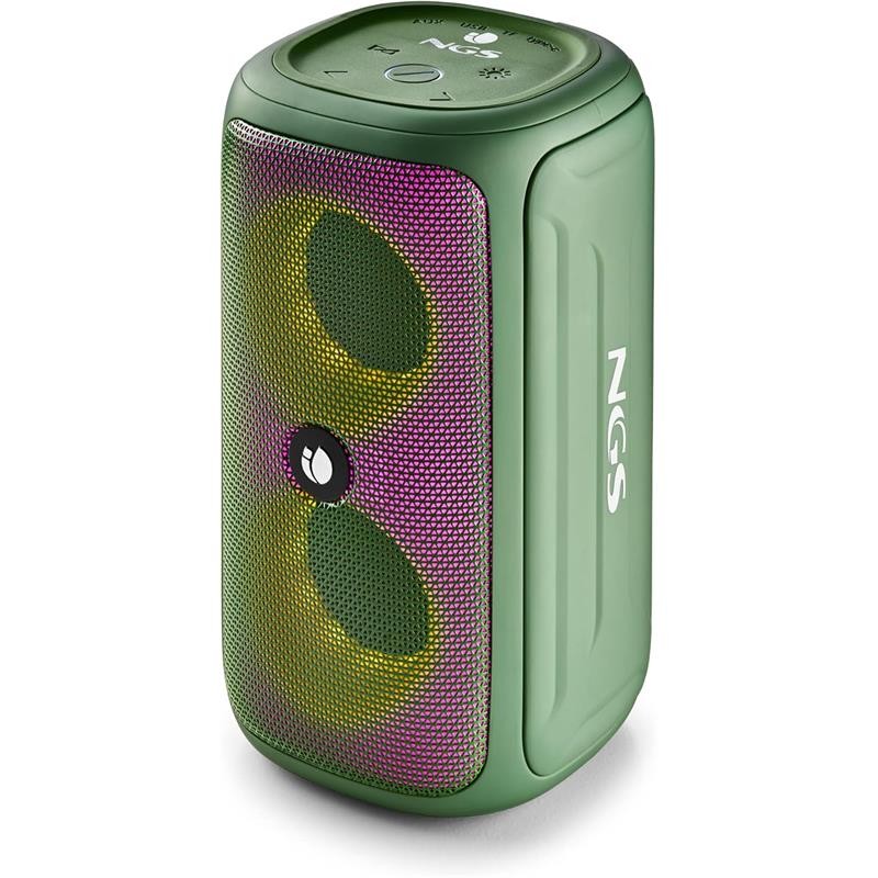Altavoces NGS Roller Beast RGB Portátil Waterproof IPX5/BT/USB/AUX/FM Green