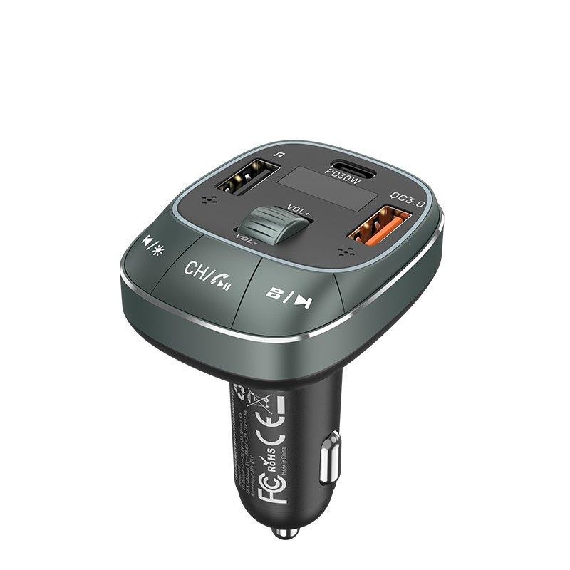 Transmisor Coche Vention FM MP3 Bluetooth USB-C 2XUSB 30W Black