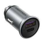 Cargador Coche Smartphone Vention 30W Usb-a USB-C Silver