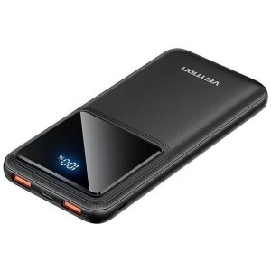 Powerbank Vention 10000MAH 2XUSB-A + USB-C LED Display 22.5W Black