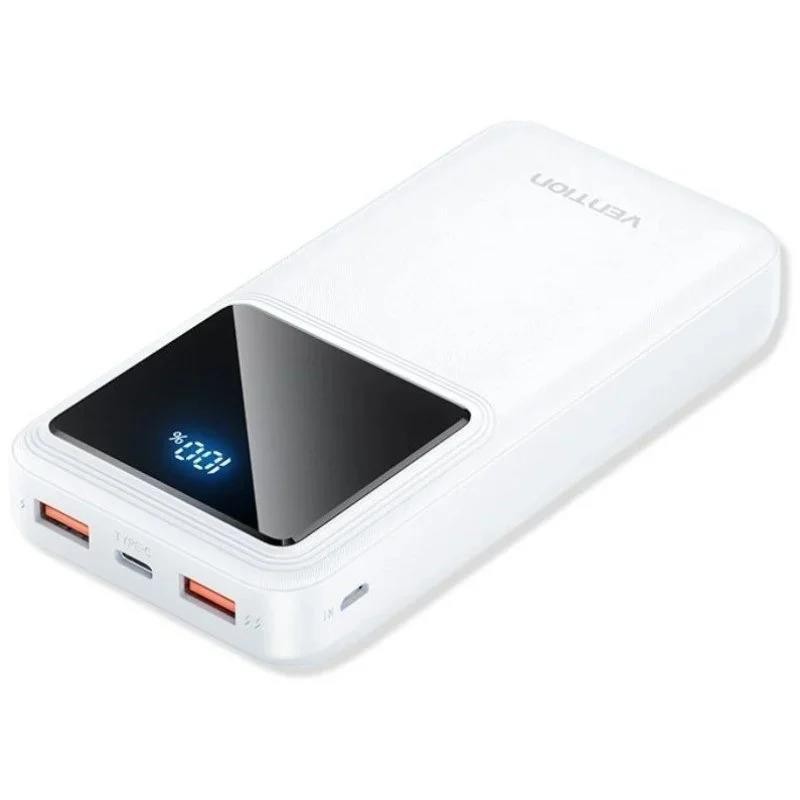 Powerbank Vention 20000MAH 2XUSB-A + USB-C LED Display 22.5W White Powerbank Vention 20000MAH 2XUSB-A + USB-C LED Display 22.5W White