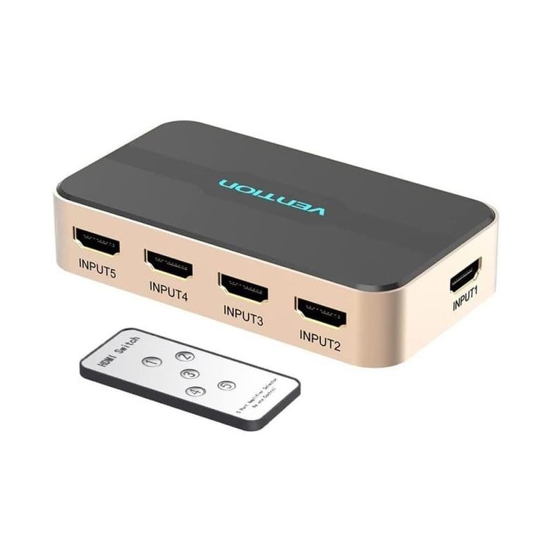 Duplicador Vention 5XHDMI Hembra - HDMI Macho Gold/Black
